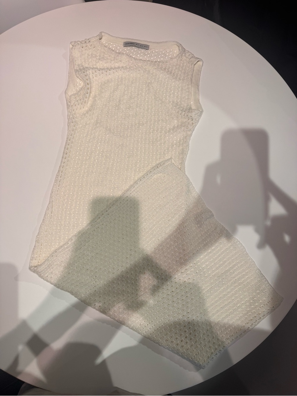 Asymmetrical Sleeveless Knit Dress in Cream